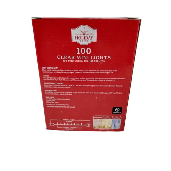 Holiday Time 300 Clear Mini Lights Incandescent Indoor/Outdoor Green Wire 19.5 F - Picture 5 of 6